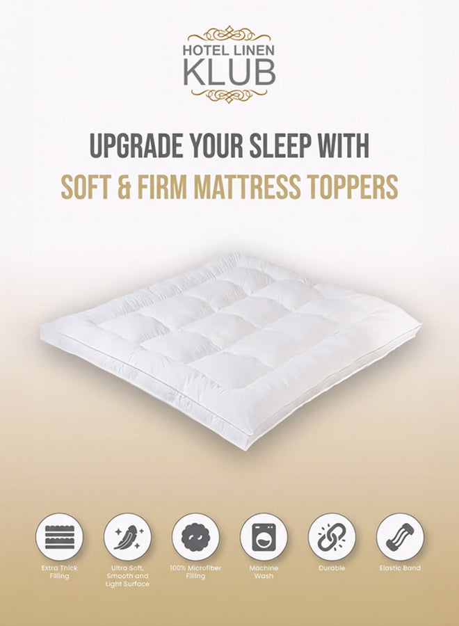 Hotel Linen Klub Queen Mattress Topper- 160x200+5cm -600GSM Extra Thick and Soft Fibersheet, Supersoft Brushed Fabric with 4-Side Elastic Bands for Secure Fit - Image 2